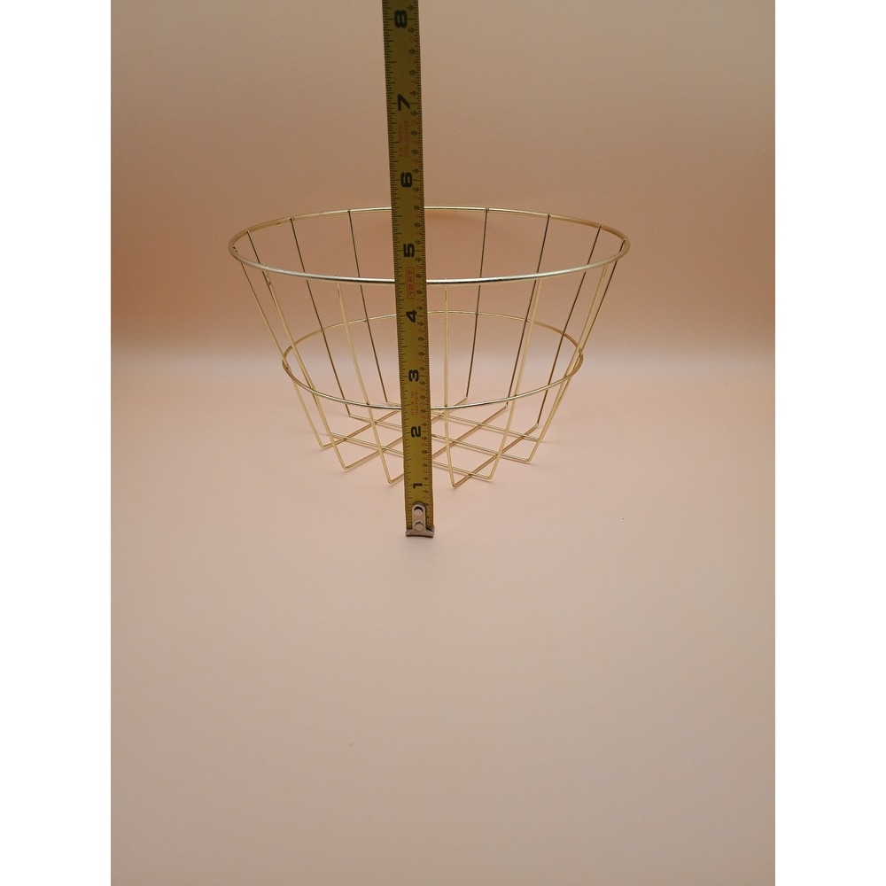 Gold Wire Basket Round Decorative Metal Fruit Bowl Minimalist Storage 8 Inch - Picture 4 of 4